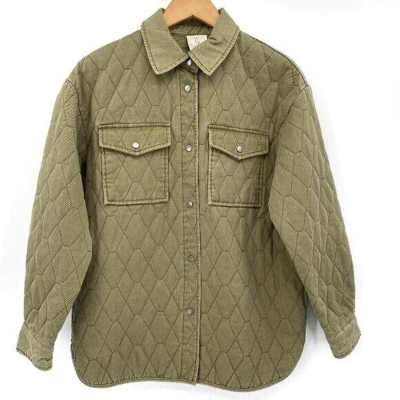 Joie Jackets & Blazers - Joie Army Green Quilted Oversized Outdoor Classic Barn Shirt Small Jacket NWT